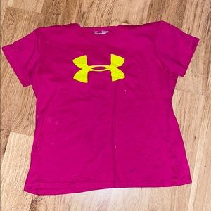 Pink and yellow short sleeve under armour